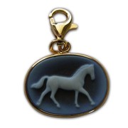 Oval Agate Cameo Horse Pendant For Sale