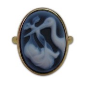 Save 35% On Oval Shaped Blue Agate Cameo Ring