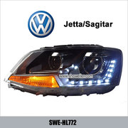 VW Jetta Sagitar Angel Eye LED Head Lamp front DRL Headlights Dayline 