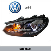 VW GOLF6 Gti Angel Eye LED Head Lamp front DRL Headlights Dayline Head