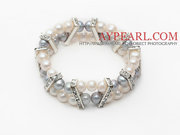 Gray and White Round Pearl Bracelet 