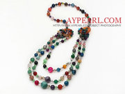 Multi Layer Multi Color and Crystal and Agate Necklace 
