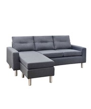 Four Seater Linen Fabric Sofa Couch Grey