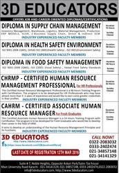 3D Educators Offers Jobs and Career Oriented Diplomas/Certifications