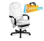 8-point massage office chair with footrest white