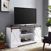 WE Furniture AZ58SBDSW TV Stand,  58″,  White/Rustic Oak